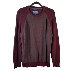 American Rag CIE Men's XL Maroon Gray Knit Cotton‎ Sweater Pullover
